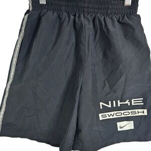 Nike Sportswear Swoosh Woven Shorts Mens Large Black Navy Logo Tape Streetwear